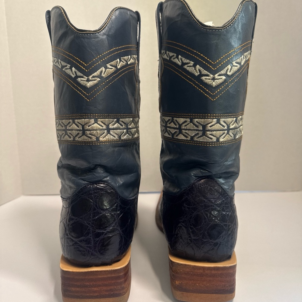 Vintage El Malcreado Western Cowboy Leather Alligator Blue Boots Sz 10.5 - Picture 11 of 16